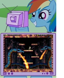 Size: 640x774 | Tagged: safe, rainbow dash, pegasus, pony, exploitable meme, gamerdash, la-mulana, meme, tv meme