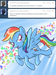 Size: 640x852 | Tagged: safe, artist:giantmosquito, rainbow dash, pegasus, pony, ask, ask-dr-adorable, dr adorable, tumblr