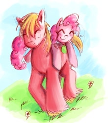 Size: 500x567 | Tagged: safe, artist:butterscotch25, big macintosh, pinkie pie, earth pony, pony, male, pinkiemac, ponyback ride, shipping, stallion, straight