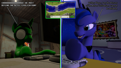 Size: 1184x666 | Tagged: safe, artist:derek the metagamer, princess luna, oc, oc:derek the metagamer, alicorn, pony, 3d, age of empires, age of empires ii, age of empires ii hd edition, comic, computer, gamer, gmod, video game