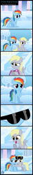 Size: 900x4644 | Tagged: safe, artist:toxic-mario, derpy hooves, rainbow dash, pegasus, pony, comic, crying, cute, filly, hug, sunglasses