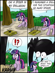 Size: 1816x2384 | Tagged: safe, artist:ciriliko, derpibooru import, twilight sparkle, spider, comic, creeper, zas