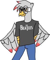 Size: 1333x1590 | Tagged: safe, artist:bluepi, artist:bluepi-arts, artist:sparks the griffon, derpibooru import, oc, oc:sparks (griffon), griffon, griffon oc, male, simple background, solo, the beatles, transparent background