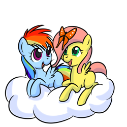 Size: 2500x2500 | Tagged: safe, artist:kloudmutt, fluttershy, rainbow dash, butterfly, pegasus, pony, filly, high res