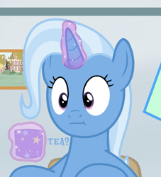 Size: 1081x1189 | Tagged: safe, artist:pizzamovies, derpibooru import, edit, trixie, pony, unicorn, marks for effort, female, i mean i see, magic, mare, picture frame, solo, telekinesis, text, text edit, vector