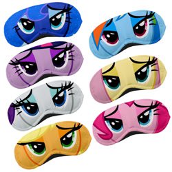 Size: 1000x1000 | Tagged: safe, applejack, fluttershy, pinkie pie, princess luna, rainbow dash, rarity, twilight sparkle, bedroom eyes, irl, mane six, photo, sleep mask