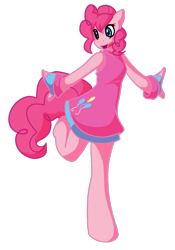 Size: 697x996 | Tagged: safe, artist:mewglethewolf, pinkie pie, anthro, bracelet, clothes, dress, solo