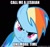 Size: 500x473 | Tagged: safe, rainbow dash, pegasus, pony, blue mane, female, image macro, mare, multicolored mane