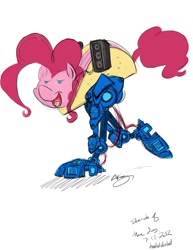 Size: 638x825 | Tagged: safe, artist:bunnimation, madame leflour, pinkie pie, earth pony, pony, mech, not salmon, taco, wat