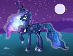 Size: 810x620 | Tagged: safe, artist:nevera573, princess luna, alicorn, pony, galaxy mane, night, solo