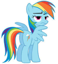 Size: 848x941 | Tagged: safe, rainbow dash, pegasus, pony, plot, show accurate, simple background, transparent background, unimpressed, vector