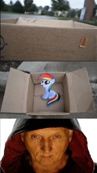 Size: 831x1470 | Tagged: safe, rainbow dash, pegasus, pony, fanfic:my little dashie, dashie meme, evil people finding dash meme, exploitable meme, jigsaw, john kramer, meme, saw (movie), this will end in tears and/or death