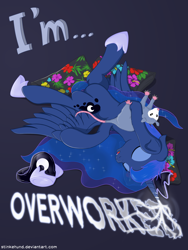 Size: 3000x4000 | Tagged: safe, artist:stinkehund, part of a set, princess luna, tiberius, alicorn, opossum, pony, clothes, fluffy, pillow, plushie, sleeping