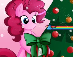 Size: 1100x859 | Tagged: dead source, safe, artist:theorangefactor, pinkie pie, rainbow dash, earth pony, pegasus, pony, blob, christmas, christmas tree, chubbie, holiday, tree