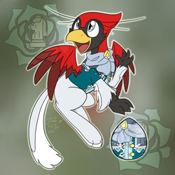 Size: 1024x1024 | Tagged: safe, artist:rosexknight, derpibooru import, oc, griffon, clothes, egg, female, griffon oc, solo