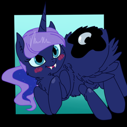 Size: 800x800 | Tagged: safe, artist:glacierclear, artist:krazykari, princess luna, drider, monster pony, original species, spiderpony, blushing, cute, cute little fangs, fangs, female, fluffy, lunabetes, open mouth, smiling, solo, species swap, spiderluna (species swap)