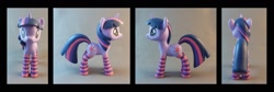 Size: 1653x558 | Tagged: safe, artist:krowzivitch, derpibooru import, twilight sparkle, pony, clothes, custom, irl, photo, sculpture, socks, solo, striped socks