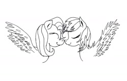 Size: 1280x812 | Tagged: safe, fluttershy, rainbow dash, pegasus, pony, female, flutterdash, lesbian, shipping, sketch