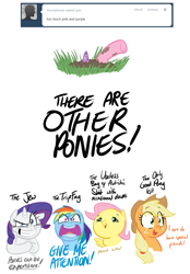 Size: 791x1136 | Tagged: dead source, safe, artist:shoutingisfun, derpibooru import, applejack, fluttershy, pinkie pie, rainbow dash, rarity, twilight sparkle, earth pony, pegasus, pony, unicorn, autism, autistic fluttershy, down syndrome, greed, greedity, jewnicorn, le happy merchant, mane six, rainbow douche, tripfag, vulgar, wtf