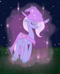 Size: 1037x1280 | Tagged: safe, artist:color-spark, derpibooru import, trixie, pony, unicorn, female, levitation, mare, solo