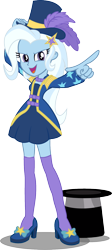 Size: 804x1800 | Tagged: safe, artist:seahawk270, derpibooru import, trixie, better together, equestria girls, street magic with trixie, clothes, female, hat, open mouth, simple background, solo, top hat, transparent background, vector