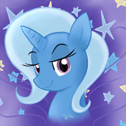 Size: 1000x1000 | Tagged: safe, artist:debbygattathebest, derpibooru import, trixie, pony, unicorn, female, happy, mare, solo