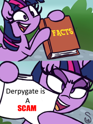 Size: 760x1015 | Tagged: safe, artist:quarium edits, edit, twilight sparkle, twilight sparkle (alicorn), alicorn, 2 panel comic, background pony strikes again, comic, derpygate, downvote bait, drama, drama bait, drama drama, ed edd n eddy, exploitable, exploitable meme, joke, meme, old drama, op is a cuck, op is a slowpoke, op is trying to start shit, shitposting, solo, twilight's fact book