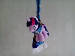 Size: 2048x1536 | Tagged: safe, twilight sparkle, pony, unicorn, 4chan cup scarf, 4de, cute, female, grimcute, hanging, hanging (by neck), irl, mare, photo, plushie, shitposting, solo, twiabetes