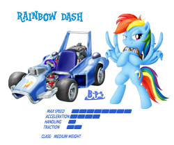 Size: 1929x1614 | Tagged: safe, artist:blue-paint-sea, rainbow dash, pegasus, pony, kart stats, mario kart, parody, ponykart