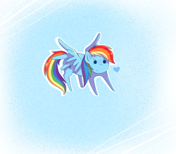 Size: 800x700 | Tagged: safe, artist:rosewhistle, rainbow dash, pegasus, pony, blue coat, female, heart, mare, multicolored mane, solo