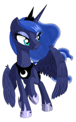 Size: 900x1440 | Tagged: safe, artist:vinaramic, princess luna, alicorn, pony, female, mare, raised hoof, simple background, solo, spread wings, transparent background