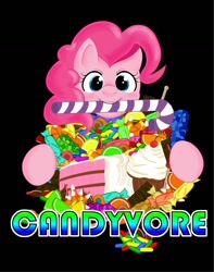 Size: 1125x1425 | Tagged: safe, artist:onipolice, pinkie pie, earth pony, pony, cake, candy, candy cane, cupcake, solo