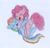 Size: 500x484 | Tagged: safe, artist:missmagikarp, pinkie pie, rainbow dash, earth pony, pegasus, pony, cuddling, cute, eyes closed, female, happy, hug, lesbian, on back, open mouth, pinkiedash, shipping, simple background, smiling, snuggling, white background