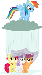 Size: 3612x6352 | Tagged: safe, artist:baumkuchenpony, apple bloom, rainbow dash, scootaloo, sweetie belle, pegasus, pony, ponyville confidential, cutie mark crusaders, simple background, transparent background, vector