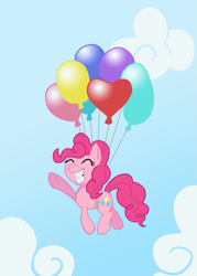 Size: 1071x1500 | Tagged: safe, artist:aoshistark, pinkie pie, earth pony, pony, balloon, solo, then watch her balloons lift her up to the sky