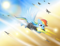 Size: 1050x800 | Tagged: safe, artist:gonein10seconds, rainbow dash, pegasus, pony, airplane dash, fight, fighter, gun, jet, jet fighter, minigun, plane