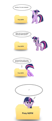 Size: 800x1839 | Tagged: safe, artist:shadestars, derpibooru import, twilight sparkle, unicorn twilight, pony, unicorn, angry, comic, computer, computer icon, desktop, female, floppy ears, folder, looking at you, mare, simple background, solo, twilight is not amused, unamused, white background