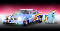 Size: 1250x650 | Tagged: safe, artist:gonein10seconds, rainbow dash, pegasus, pony, car, ford, ford mustang, mustang, solo