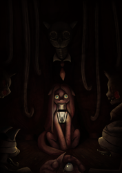 Size: 500x706 | Tagged: safe, artist:kyuubi-fox-demon, artist:palettebrush, pinkie pie, slendermane, earth pony, pony, fanfic:silent ponyville, crossover, fanfic, konami, silent hill, slenderpony