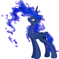 Size: 1000x1000 | Tagged: safe, artist:equum_amici, artist:kp-shadowsquirrel, artist:spier17, princess luna, alicorn, pony, animated, cinemagraph, ethereal mane, female, flowing mane, mare, simple background, solo, white background