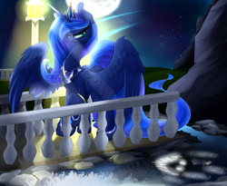 Size: 3000x2464 | Tagged: safe, artist:madacon, princess luna, alicorn, pony, modified accessory, moon, nightmare, solo