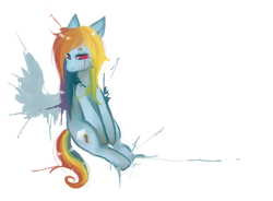 Size: 835x615 | Tagged: safe, artist:linoleumitalics, rainbow dash, pegasus, pony, blue mane, female, mare, multicolored mane