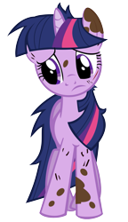 Size: 885x1536 | Tagged: safe, artist:kestrelelk, derpibooru import, twilight sparkle, pony, unicorn, dirty, female, injured, mare, messy mane, sad, simple background, solo, transparent background, vector