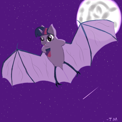 Size: 1000x1000 | Tagged: safe, artist:tanmansmantan, derpibooru import, twilight sparkle, bat, species swap