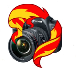 Size: 945x855 | Tagged: safe, sunset shimmer, camera, canon, canon (camera), joke, pun, shitposting, simple background, visual pun, white background