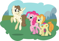 Size: 5667x3945 | Tagged: safe, artist:emkay-mlp, pinkie pie, pound cake, pumpkin cake, earth pony, pony, adult, cake twins, older, siblings, trio, twins