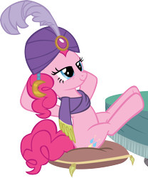 Size: 3540x4245 | Tagged: safe, artist:sircinnamon, pinkie pie, earth pony, pony, it's about time, hooves on the table, madame pinkie, simple background, transparent background, turban, vector