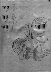 Size: 818x1157 | Tagged: safe, artist:splitframe, rainbow dash, pegasus, pony, pencil drawing, solo, traditional art