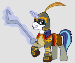 Size: 684x576 | Tagged: safe, artist:death-driver-5000, shining armor, pony, unicorn, cosplay, magic, sir galleth cooper, sly cooper, solo