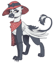 Size: 2000x2300 | Tagged: safe, artist:kikirdcz, derpibooru import, oc, oc only, oc:princess lycklig, griffon, equestria at war mod, chest fluff, clothes, female, griffon oc, hat, scarf, simple background, solo, transparent background